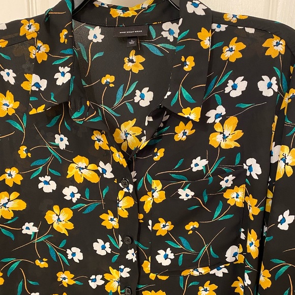 Semi-sheer floral print button up - Picture 2 of 5